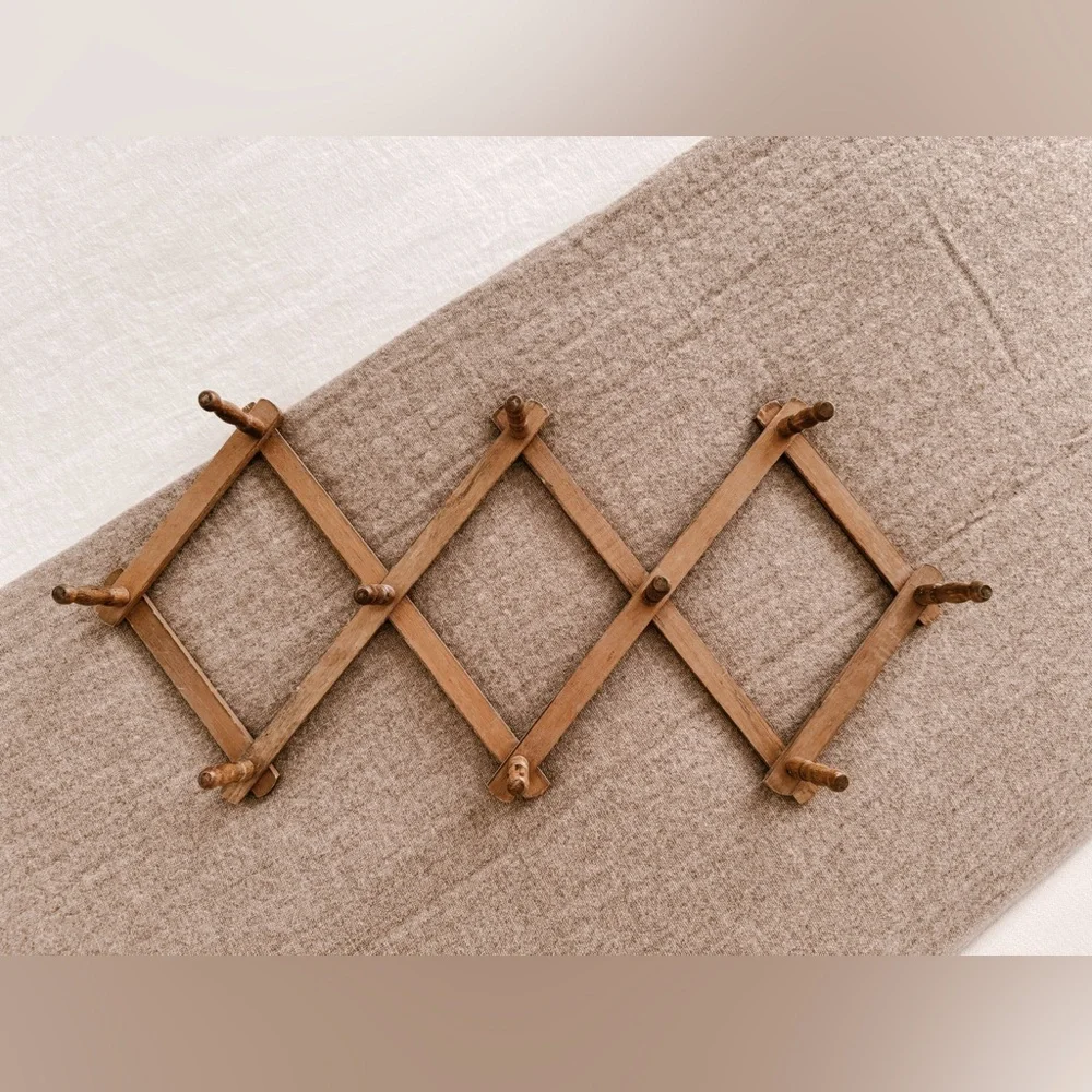 High Street Market Vintage Accordion Wooden Coat Rack